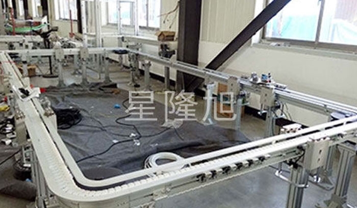 Flexible chain plate conveyor line